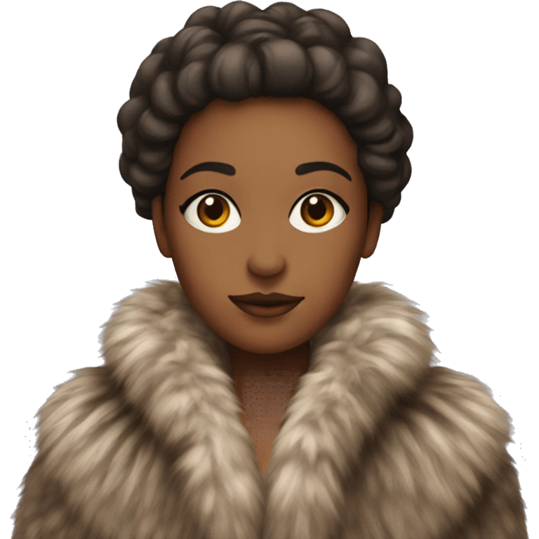 british female with a furcoat and makeup emoji