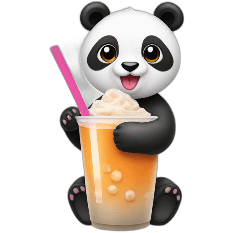 Panda drinking bubble tea emoji