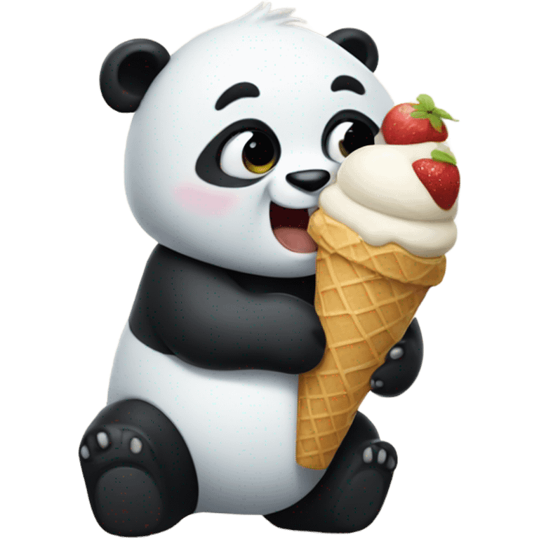 Panda eating ice cream emoji