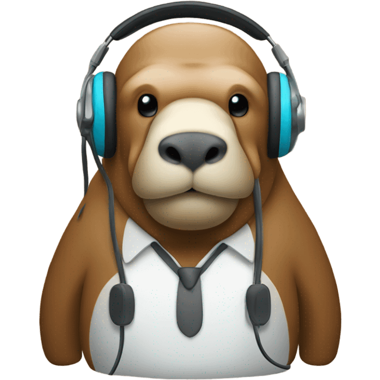 A walrus with a coaching headset  emoji