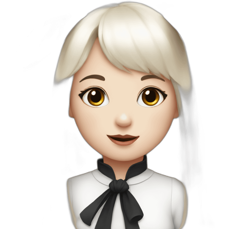 white rabbit with a little girl with black bangs emoji