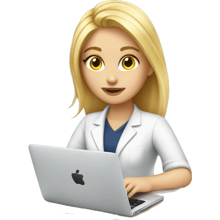 Blond white girl working on MacBook  emoji