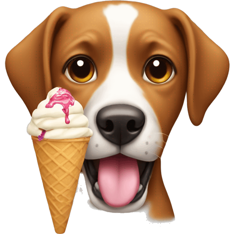 A dog eating ice cream emoji