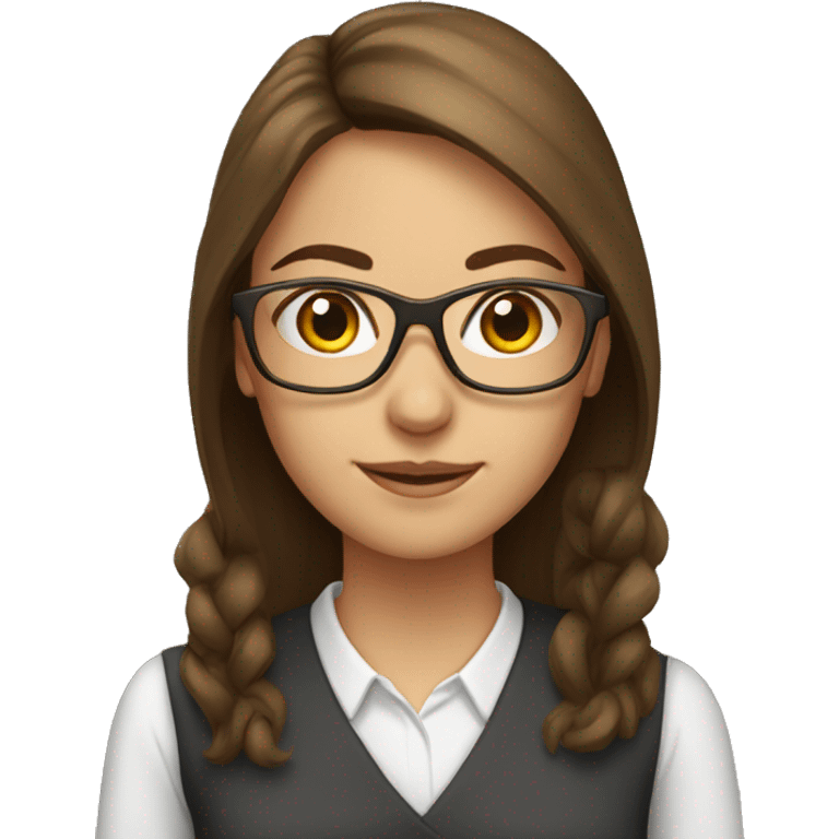 teacher glasses female brown long hair emoji