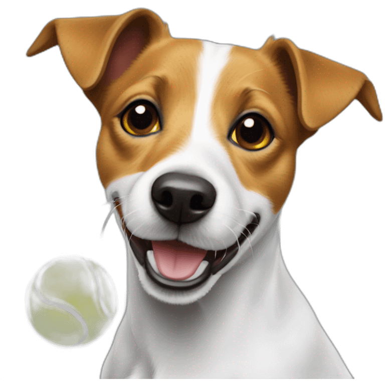 jack russell holding a yellow tennis ball emoji