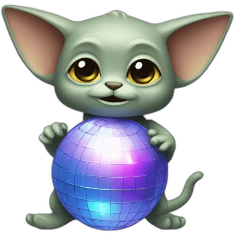 Grogu holding a disco ball emoji