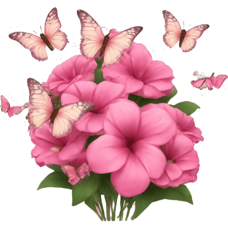 pink bouquet with butterflies emoji