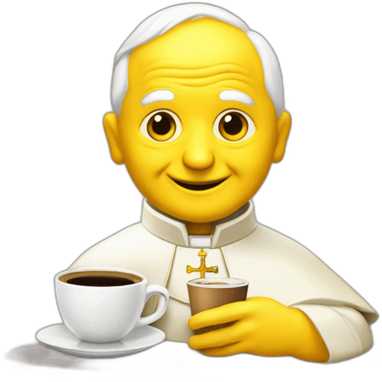 pope John Paul II with yellow face offering coffee emoji