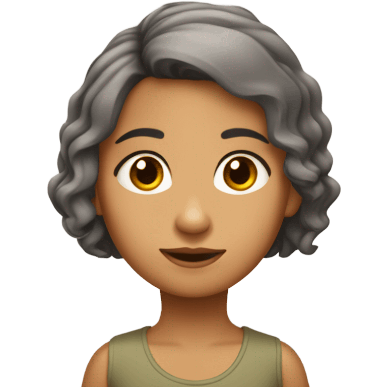 Niña morena de pelo corto no tan corto saludando  emoji