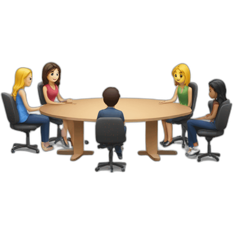 meeting table with young people seated emoji