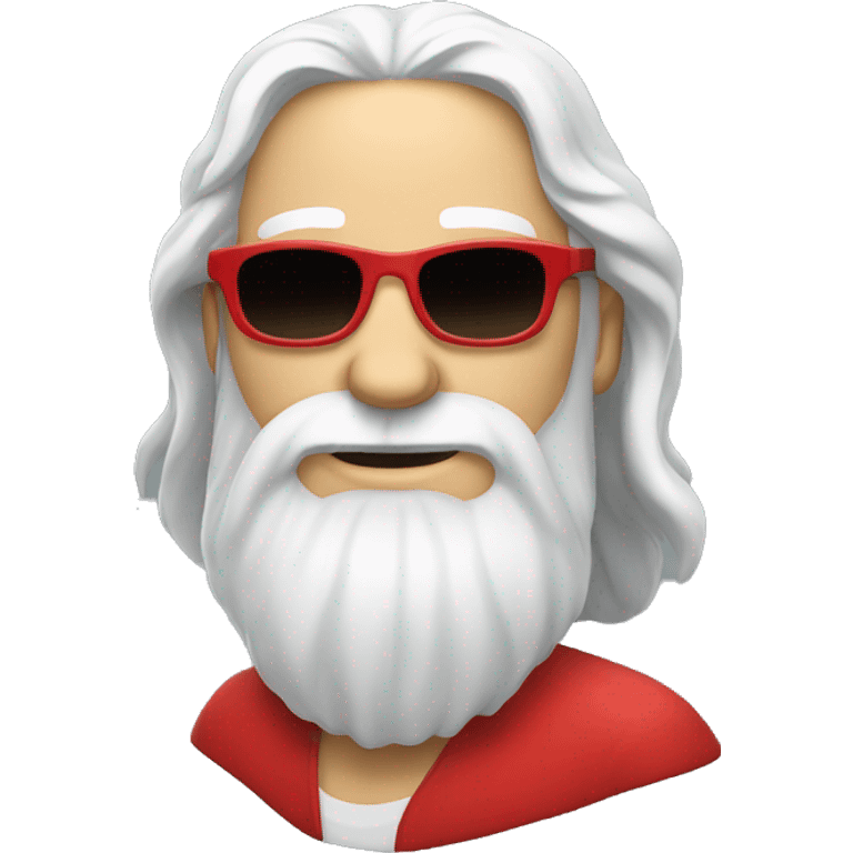 White bearded man with a long hair in red shirt and sun glasses  emoji