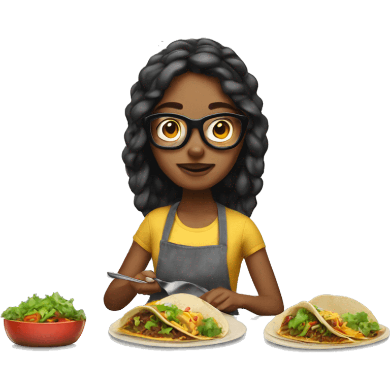 hipster girl cooking tacos emoji