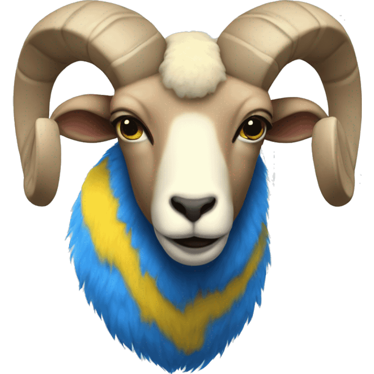 Ram with blue and yellow fur emoji