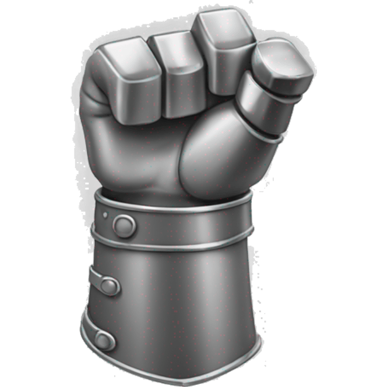 a metal gauntlet in a fist facing backward pointing upward emoji