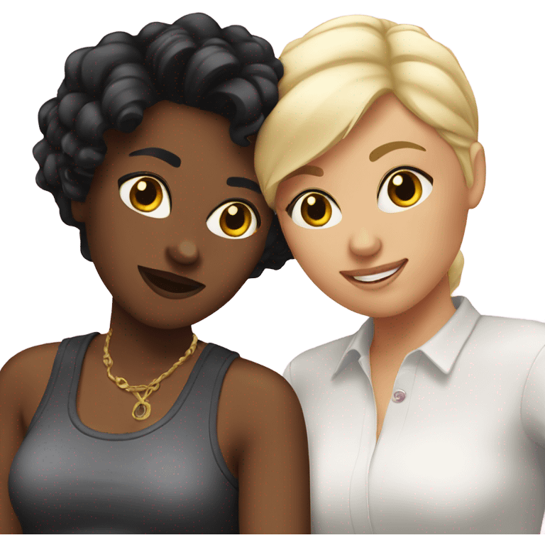 Blonde and black haired lesbians emoji