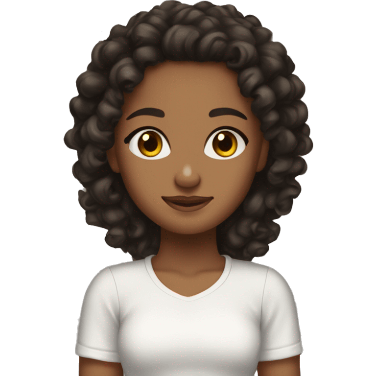 Girl with brown skin brown eyes curly black hair realy pretty tanned jamacia top emoji