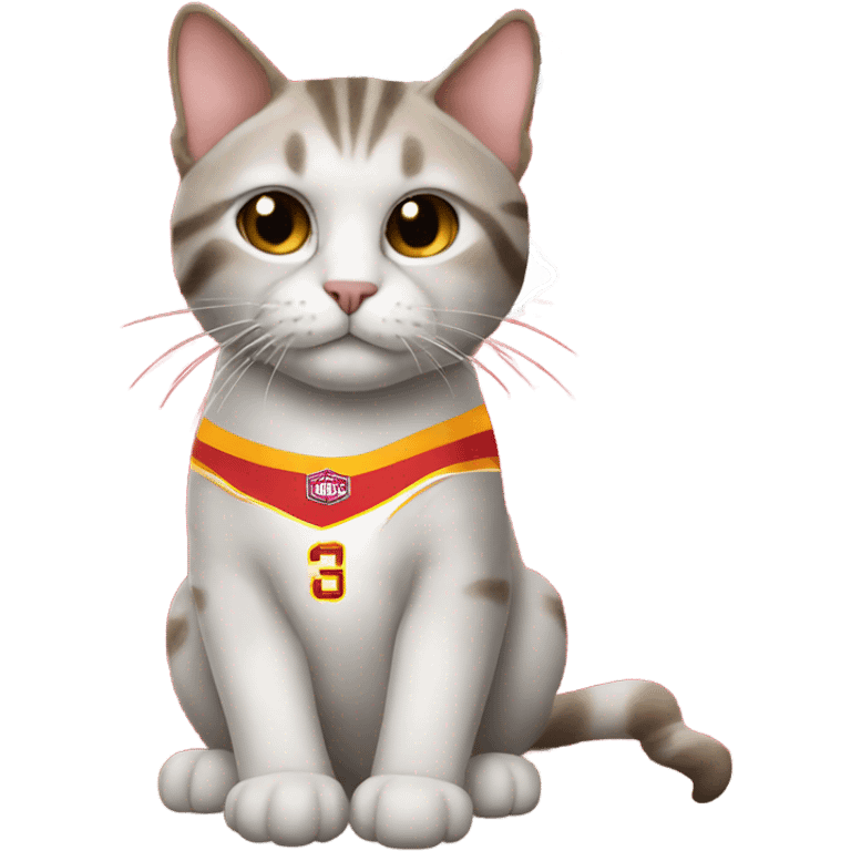 Cat wearing a chiefs jersey emoji