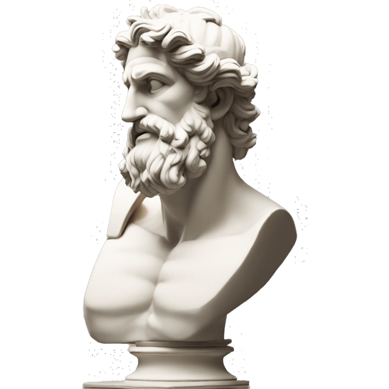 Ancient Greek King Odysseus Statue Thinking with Hand on Chin, Bust only, Off White emoji