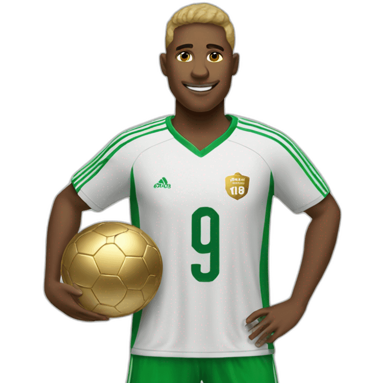 a soccer player with a golden reward emoji