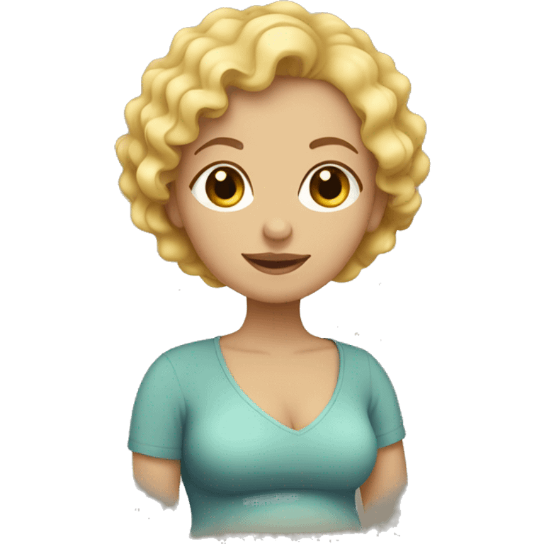 Pregnant girl with short curly blonde hair emoji