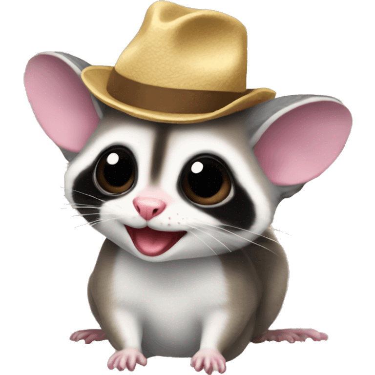 Sugar glider with a hat emoji