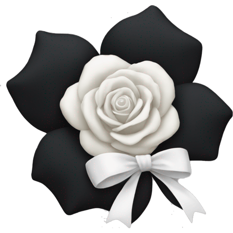 Black rose with a white bow emoji