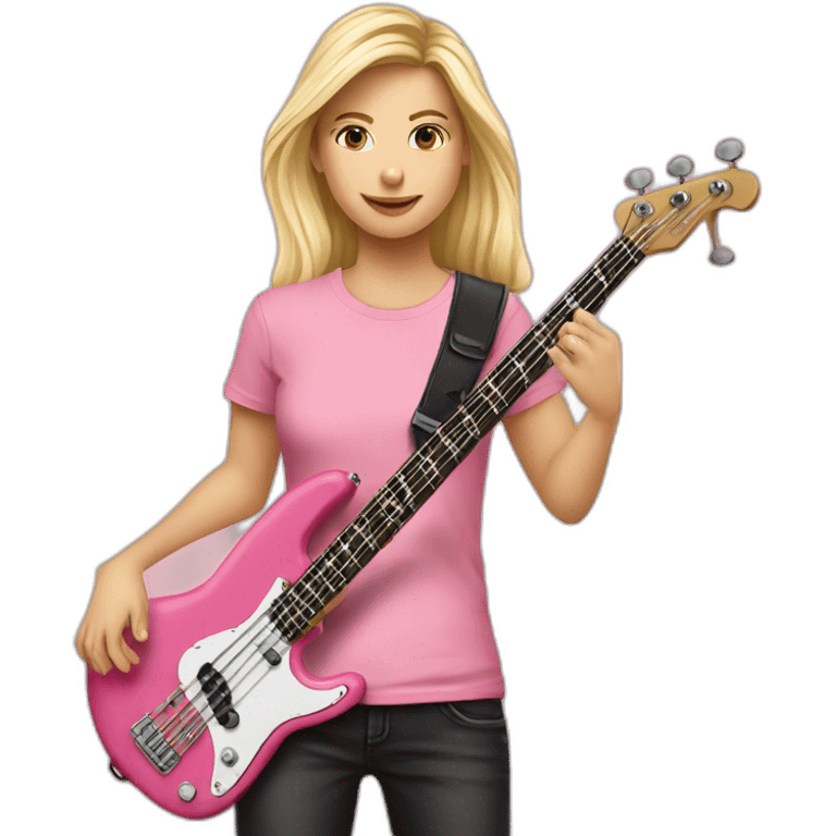 long-blond-bassguitar-player-pink-Tshirt-pink emoji