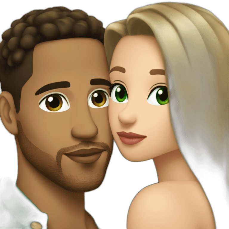 kiss-kiss romeo santos and girl green eyes and very long dark blond hair emoji