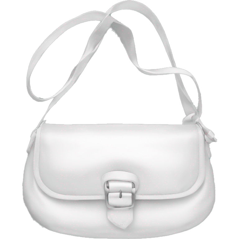 all white silky shoulder bag, with white strap emoji