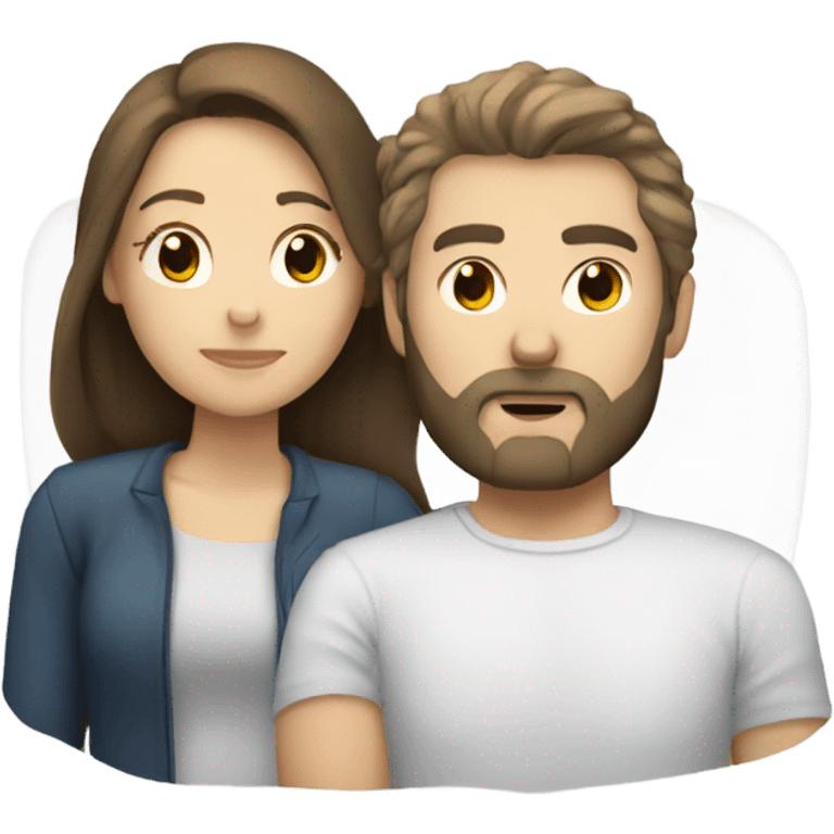 White brunette woman and white brunette man with a beard sleeping emoji