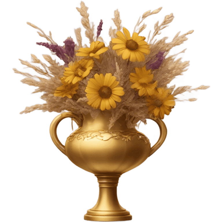 dried flowers in a golden vase emoji