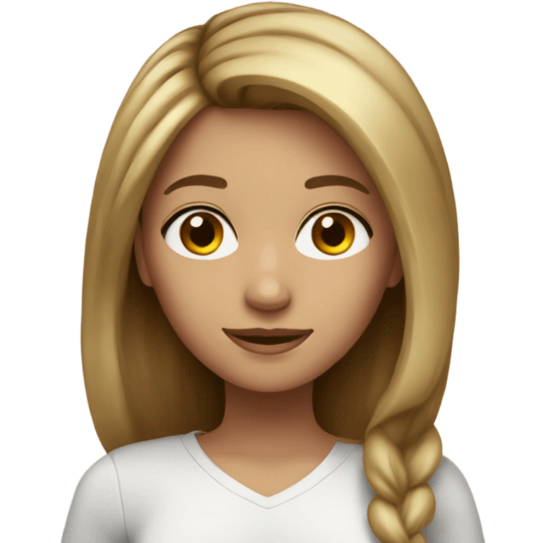 Girl with brown hair with blonde highlights and brrown  emoji