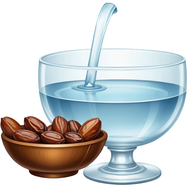 Bowl of dates in rococo style and a glass of water rococo style emoji