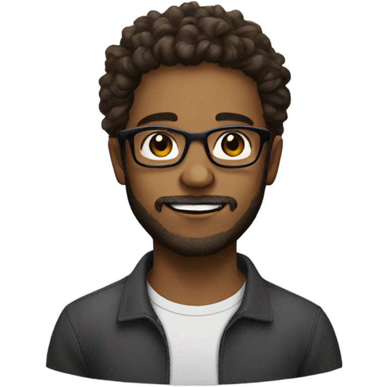 young man with a beard with glasses, brown eyes and messy hair emoji