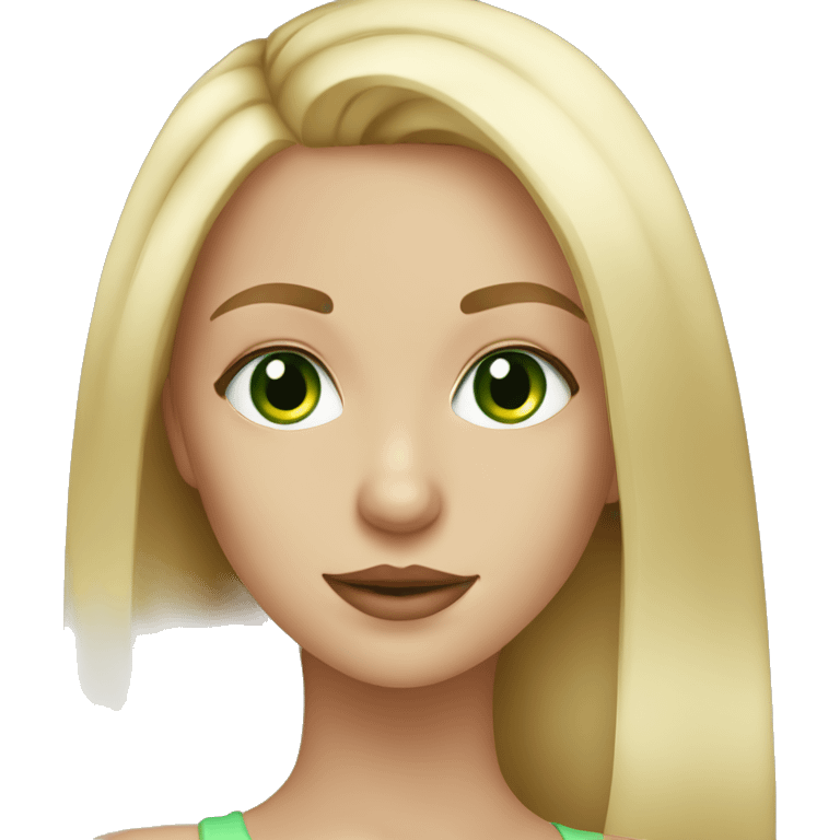 blonde girl, green eyes, long lashes emoji