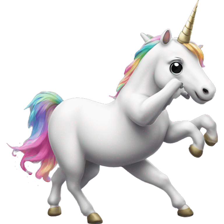 Dabbing unicorn standing on two feet emoji