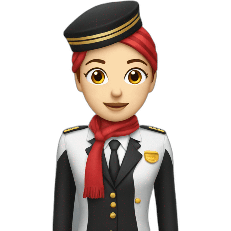 cabin crew in black suit and red scarf emoji