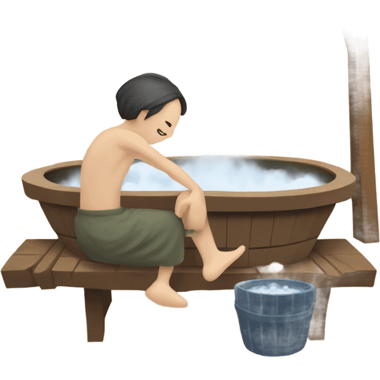 Sento style bathing with a bucket using my burning emoji