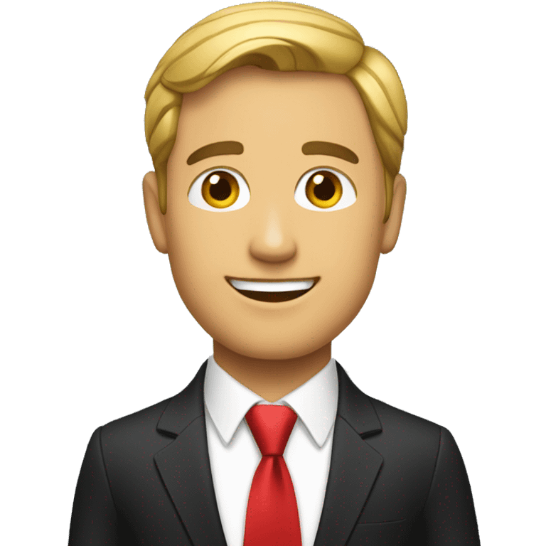 a male news anchor wearing a red tie black suit emoji