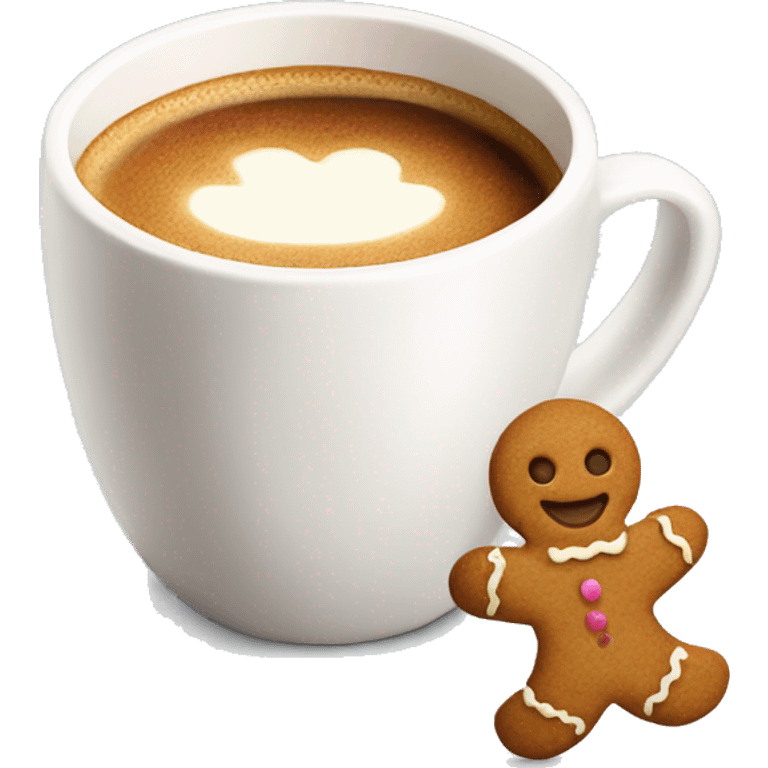 coffee cup with little gingerbread in it with cream emoji