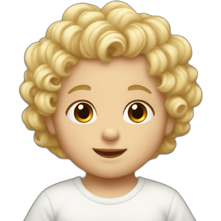 baby boy with curly and blonde hair  emoji