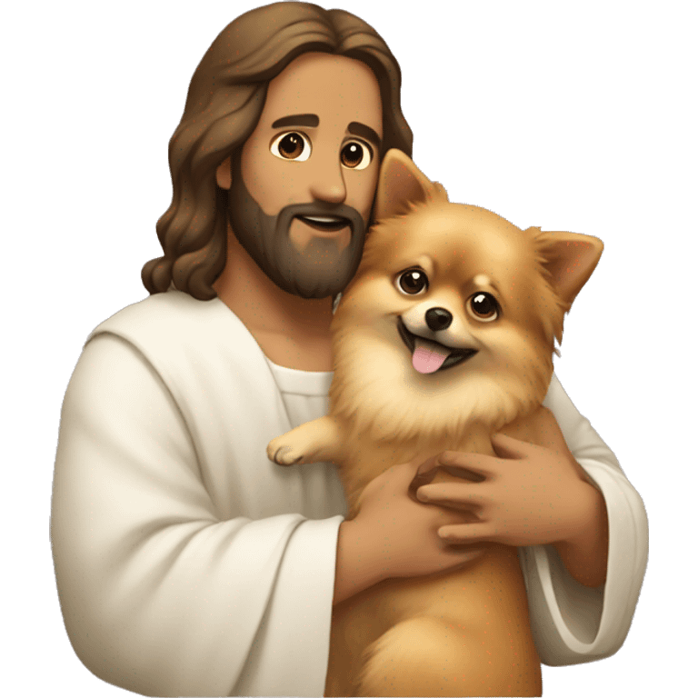 jesus hugging a pomeranian emoji