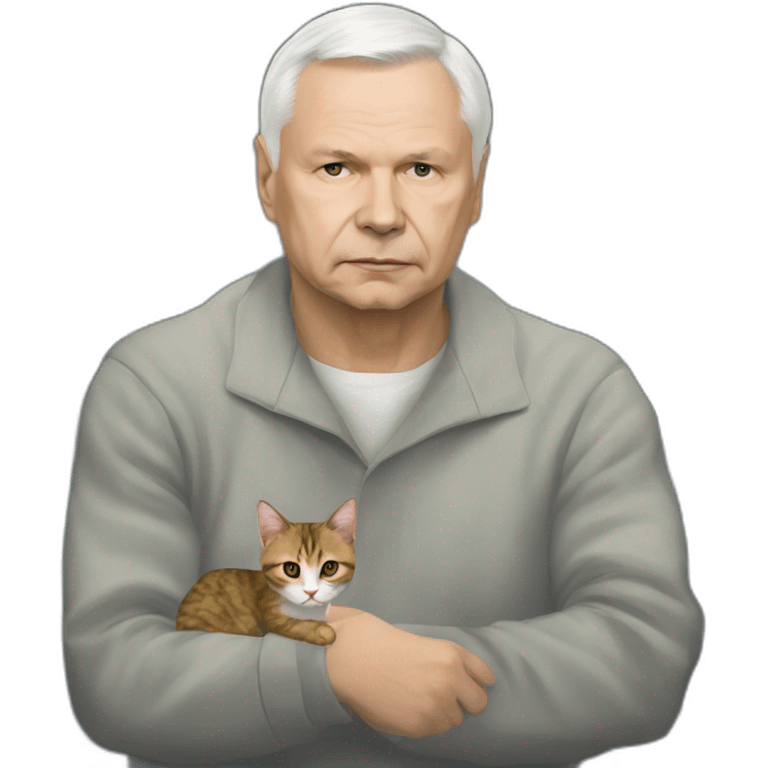 jaroslaw kaczynski in prison with cat emoji