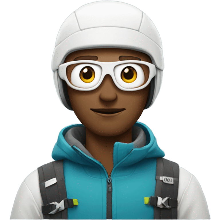 white guy with stubs in skiing gear emoji