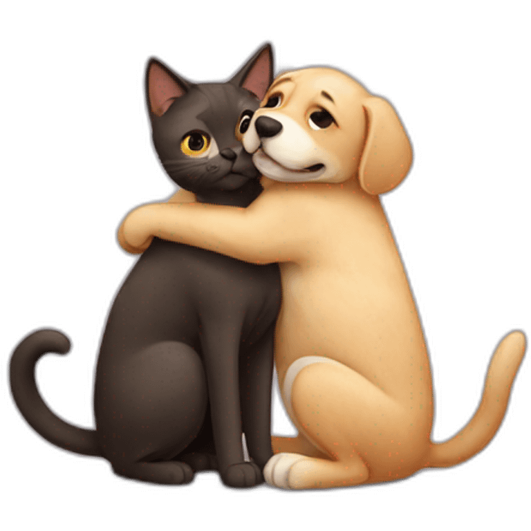 cat and dog hugging emoji