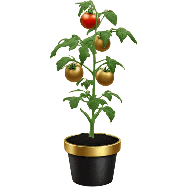 Large plant with only Black tomatoes on in a gold pot emoji