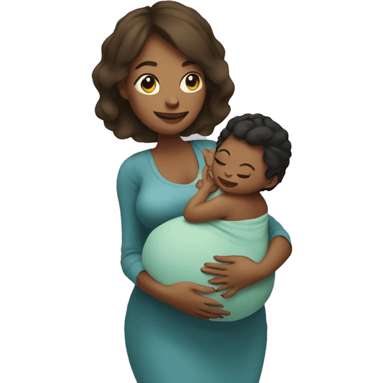 Pregnant mom holding baby emoji