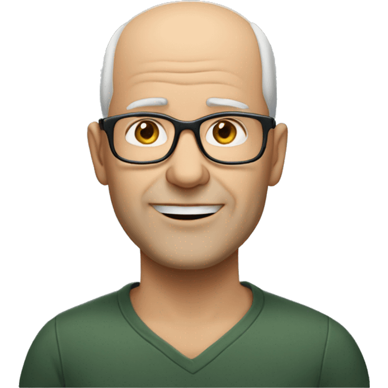 50 year old white man, balding, no beard wearing rectangular glasses emoji