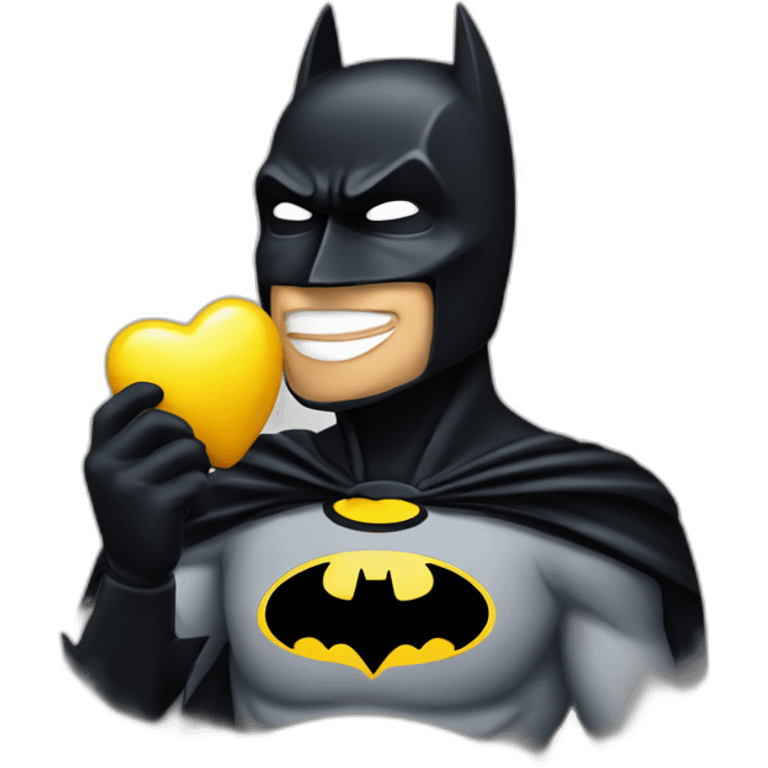 The Batman sending kisses with his mask on emoji