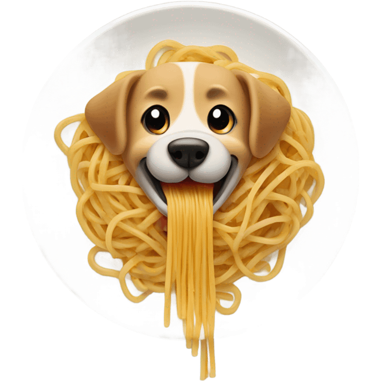 Dog eating spaghetti ￼ emoji